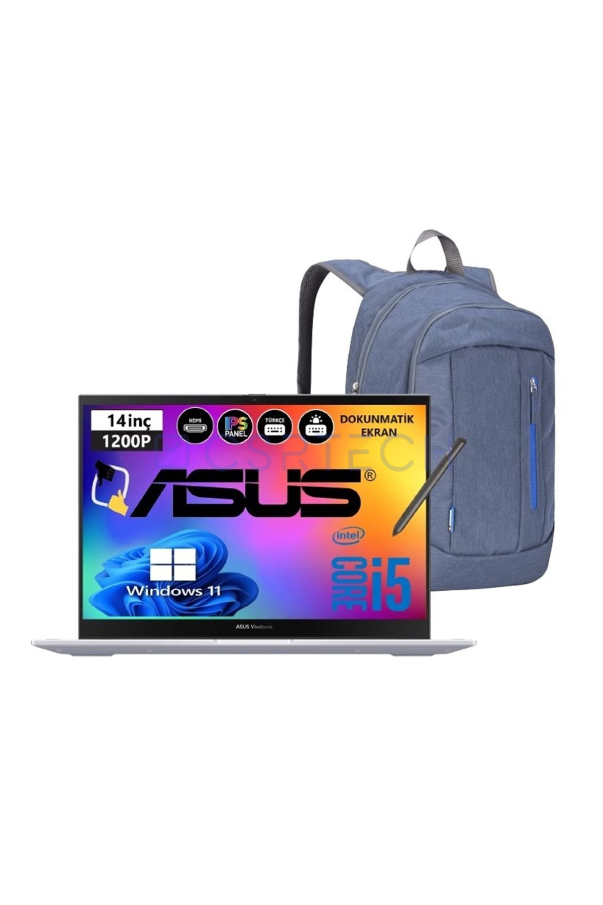 Vivobook S 14 Flip i5-1335U 16GB Ram 1TB SSD 14'' IPS Kalemli W11H Bilgisayar Snertech Çanta