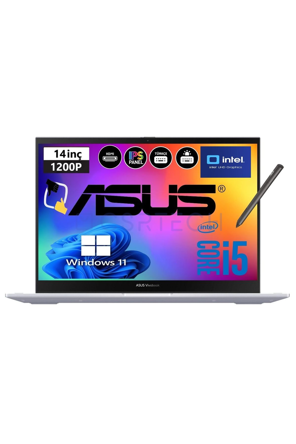 Vivobook S 14 Flip i5-1335U 8GB Ram 512GB SSD 14'' IPS Kalemli W11H Bilgisayar Snertech